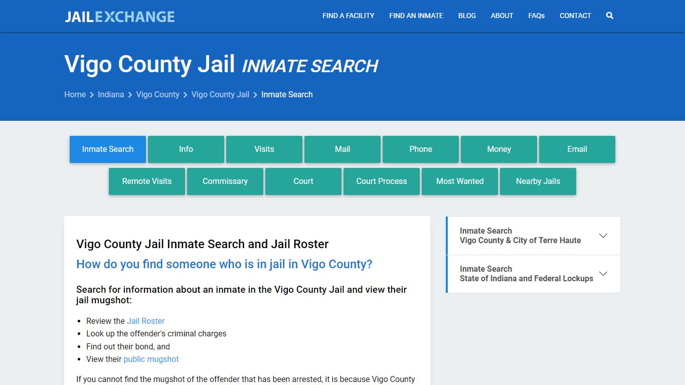 Inmate Search: Roster & Mugshots - Vigo County Jail, IN - Jail Exchange